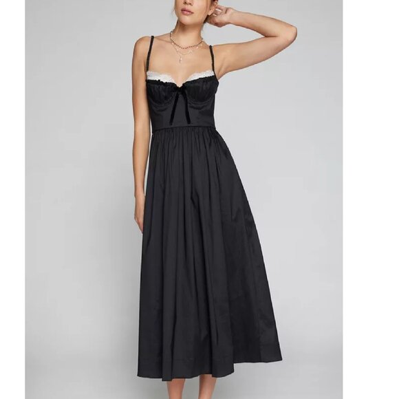 NWT FOR LOVE AND LEMONS DORIS SLEEVELESS BLACK MIDI DRESS SIZE S - Picture 1 of 9